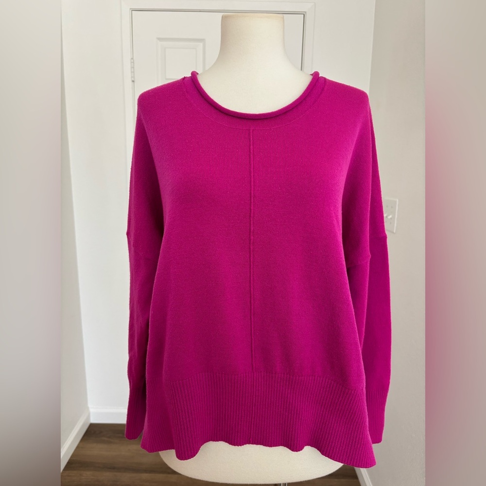 French Connection Bold Pink Crew Neck Sweater Size Medium